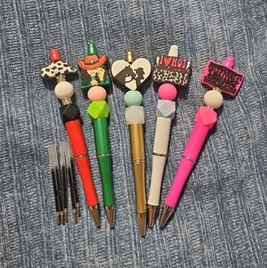 Set of 5 Novelty Decorative Ballpoint Pens - Multicolor